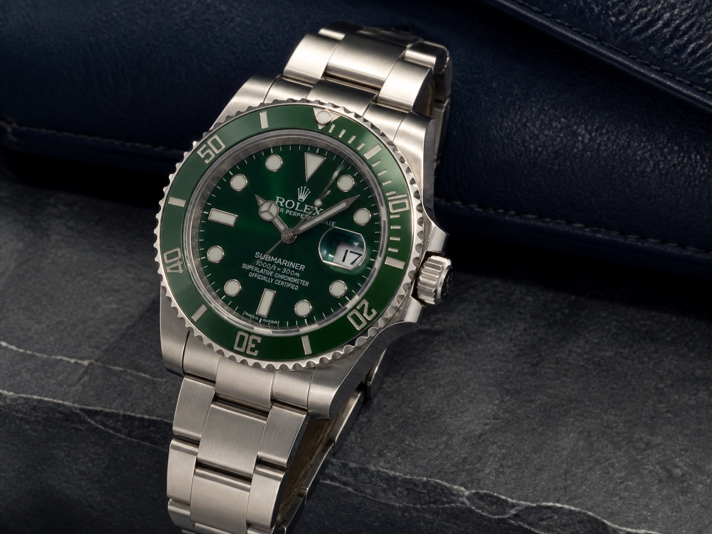 Pre-owned green dial and bezel Submariner-style watch